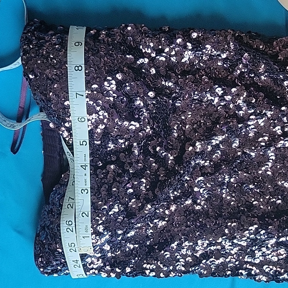New Strapless Purple Sequin Dress - Picture 10 of 10